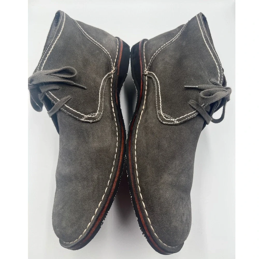 John Varvatos Gray Suede Chukka Boots Mens 13 Premium Leather Lace Up